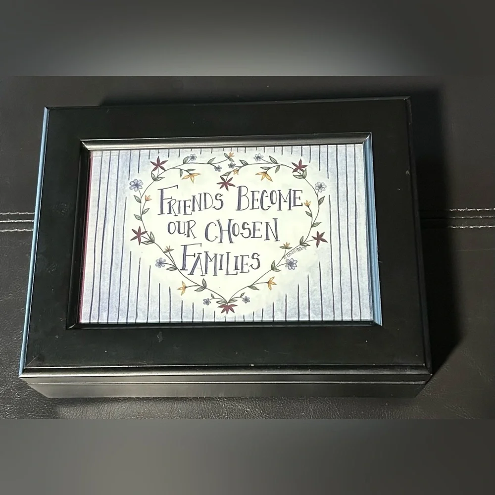 Cottage Garden Black Framed Decorative Jewelry/ Music Box 8”X6”X2.5”